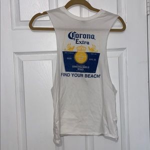 White corona muscle tee